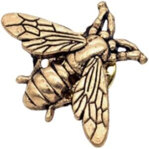 Gold Tone Bee Lapel Pin Brooch Insect Antique Finish Insect Nature